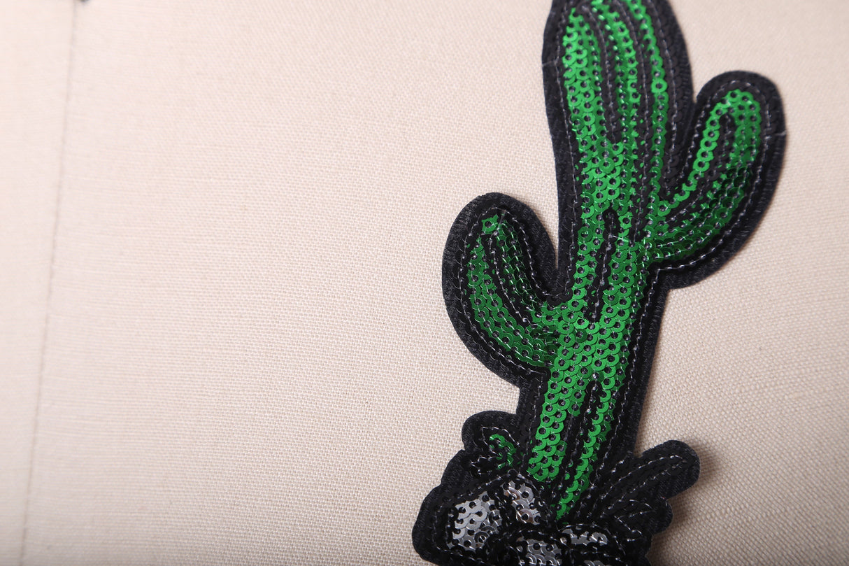 Sequin Cactus Patch Green Iron-On