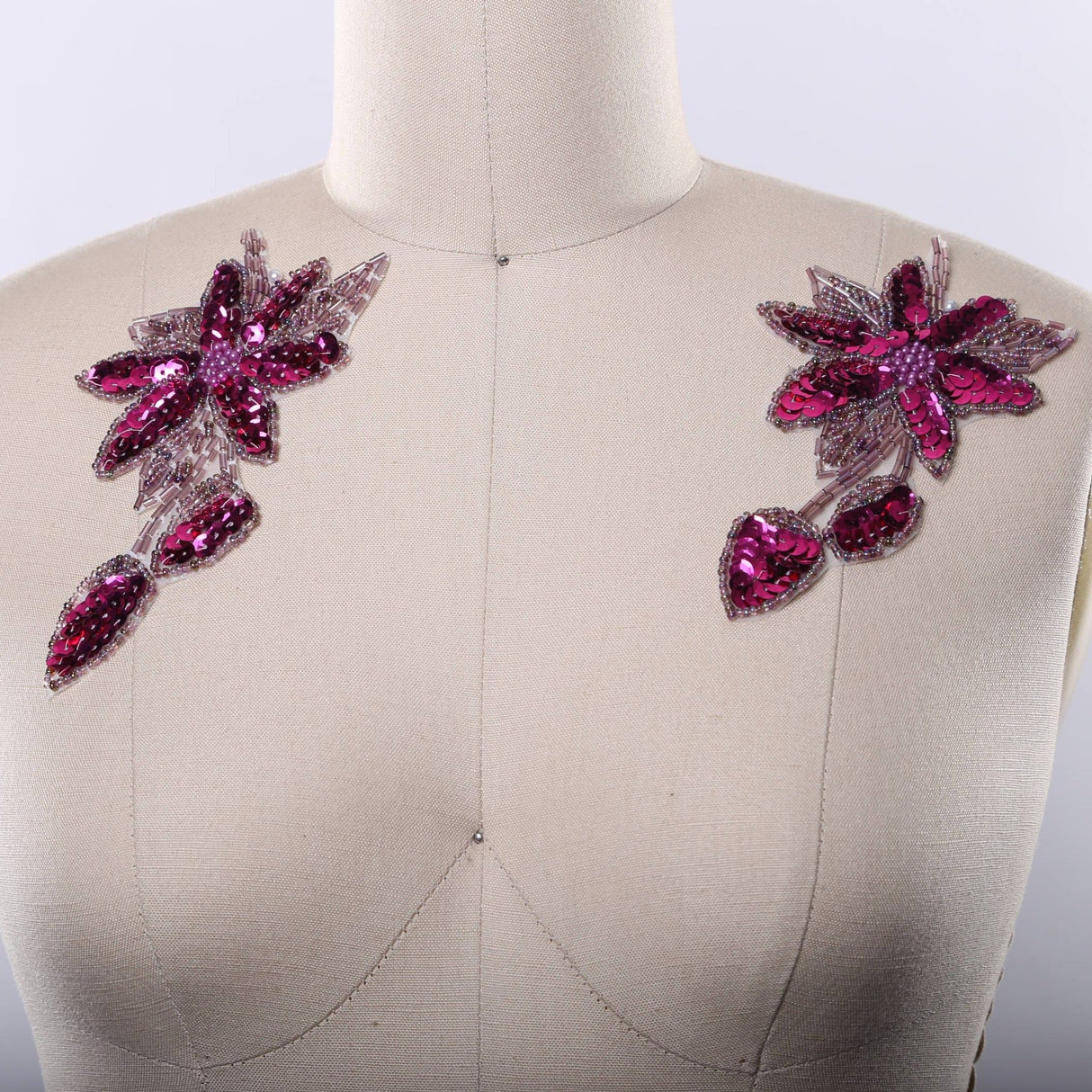Flower Applique Iron-On Magenta Purple Sequined Beaded