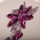 Flower Applique Iron-On Magenta Purple Sequined Beaded