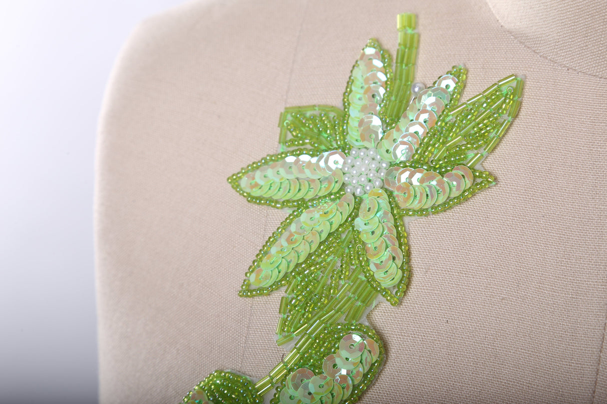 Flower Patch Lime Green Sequins Beads