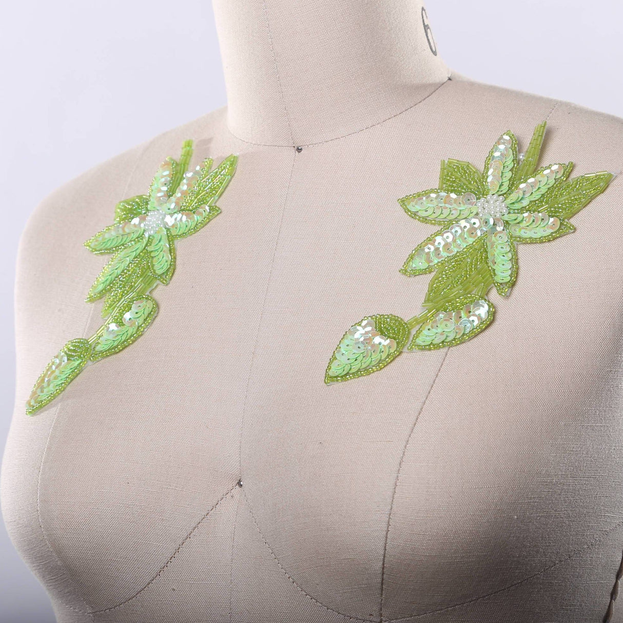 Flower Patch Lime Green Sequins Beads