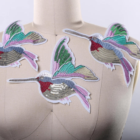 Hummingbird Iron-On Sequins Patch