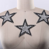 Star Patch Black White Pearl Rhinestone 5in