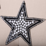 Star Patch Black White Pearl Rhinestone 5in