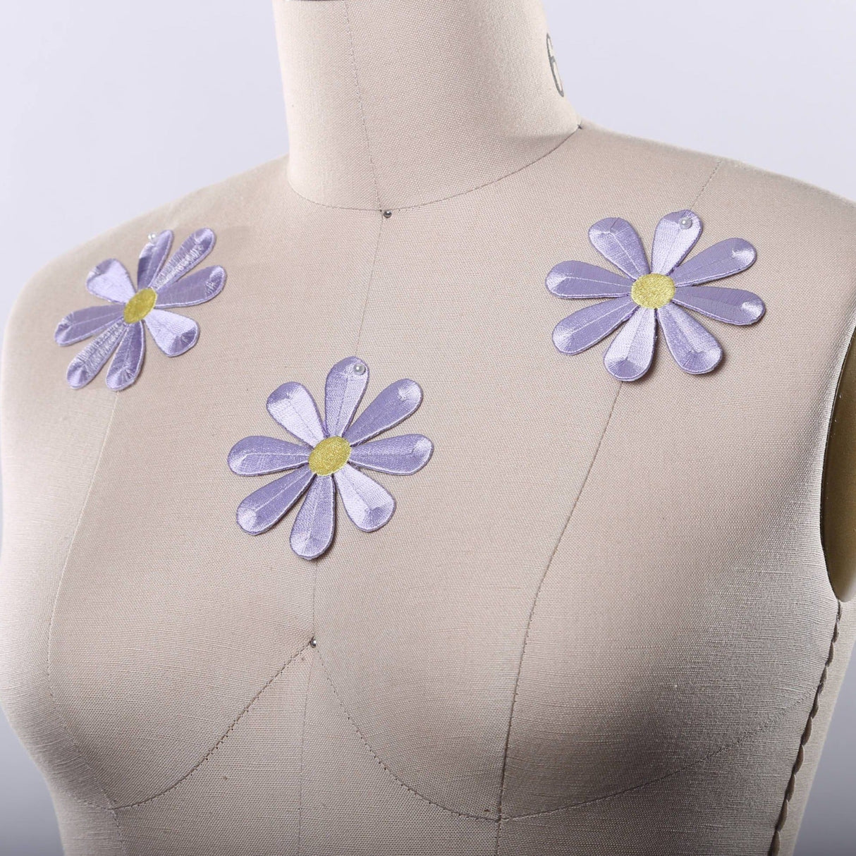 Embroidered Daisy Iron-On Patch 3in Lavender