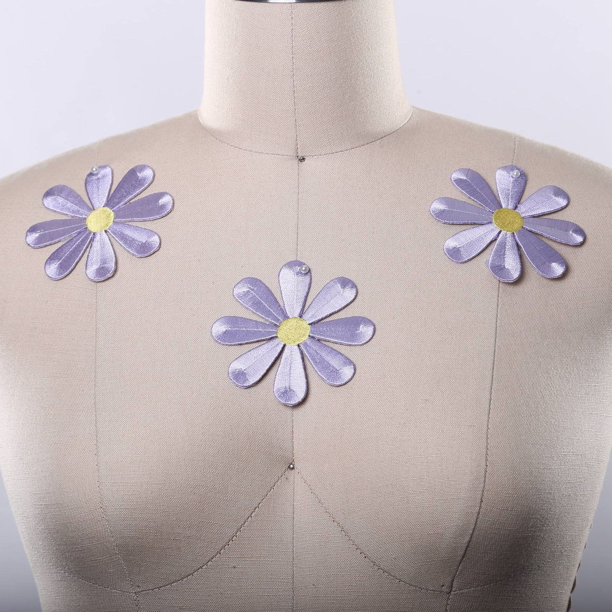 Embroidered Daisy Iron-On Patch 3in Lavender
