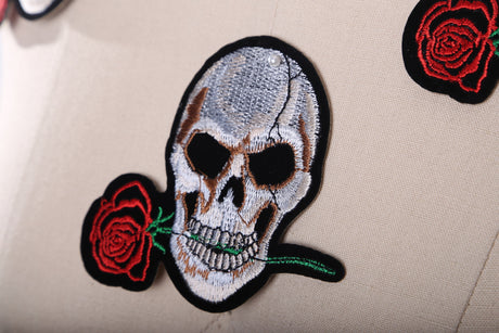 Skull Patch Iron-On Rose