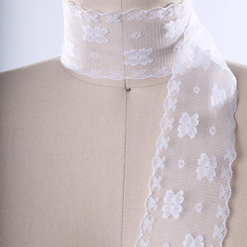 Lace Trim White Polyester Flower Circle