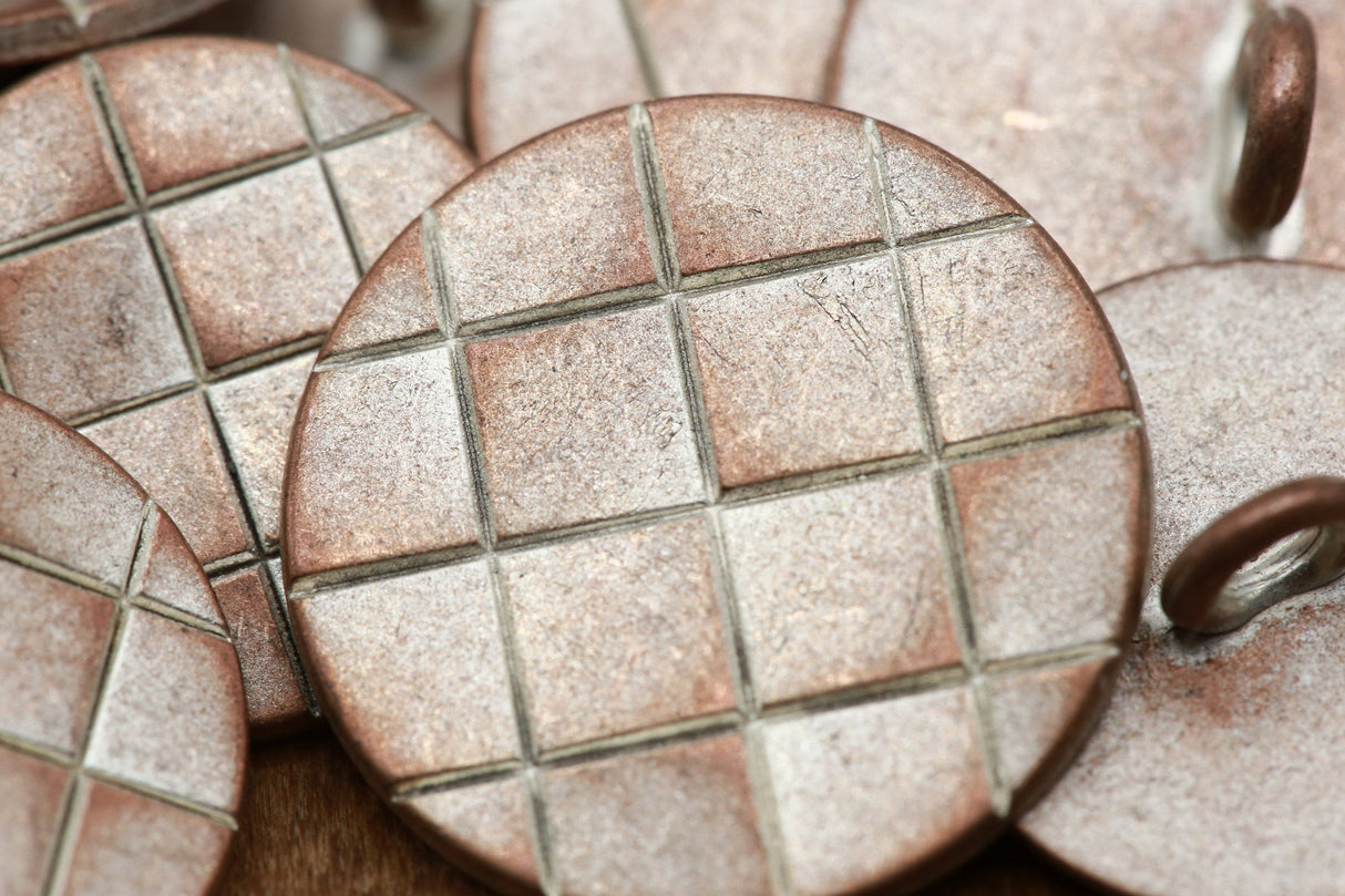 Metal Shank Button Rose Gold Bronze Woven