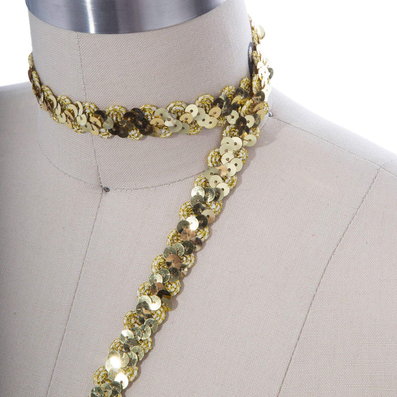 Sequin Banded Ribbon Trim Gold 1 Inch