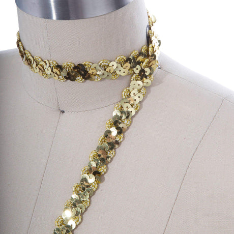 Sequin Banded Ribbon Trim Gold 1 Inch