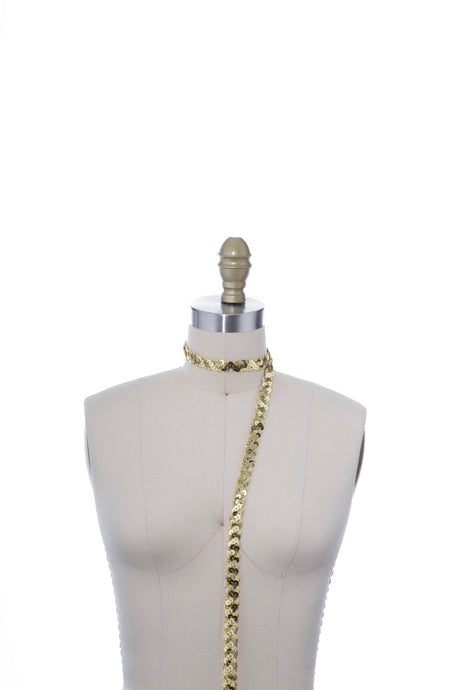 Sequin Banded Ribbon Trim Gold 1 Inch