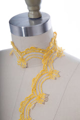 Beaded Lace Trim Yellow Scalloped
