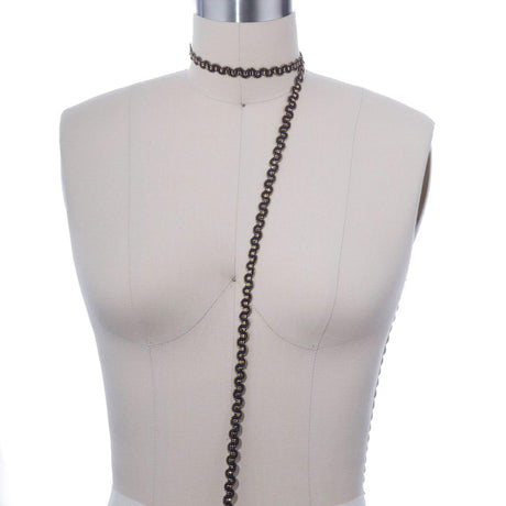 Gimp Trim Navy Gold Scroll 3/8 Inch