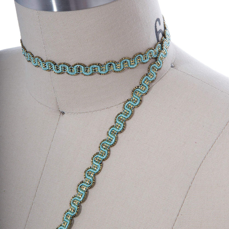 Gimp Trim Mint Green Antique Gold Scroll
