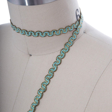 Gimp Trim Mint Green Antique Gold Scroll