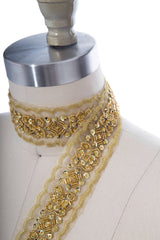 Gold Sequin Beaded Lace Trim
