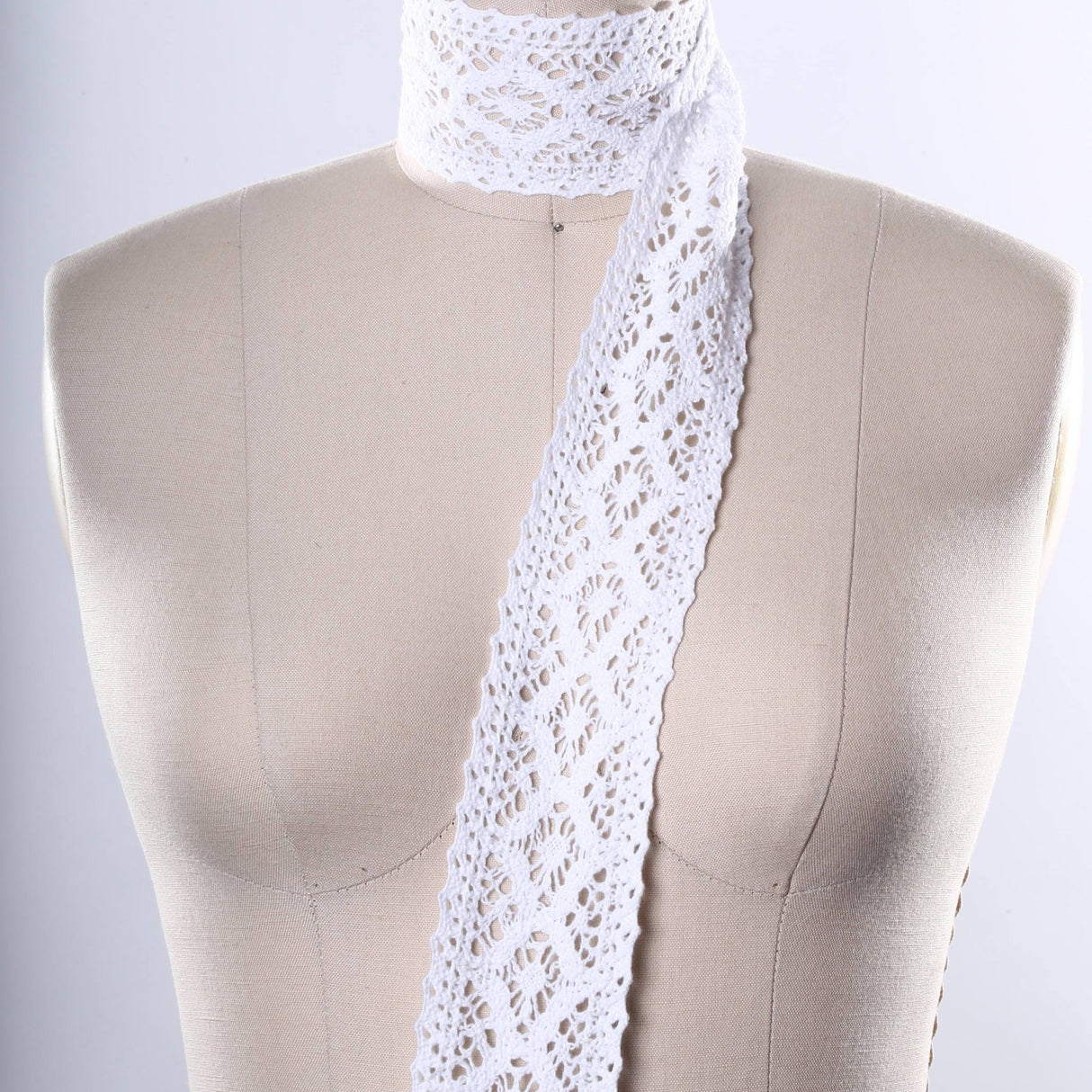 Cluny Lace Trim White Cotton Eyelet