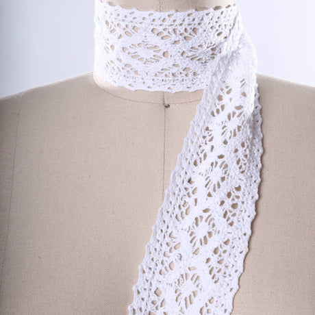Cluny Lace Trim White Cotton Eyelet