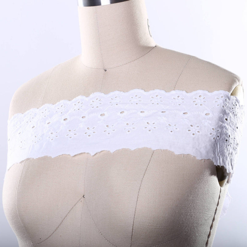 Eyelet Lace Trim White Cotton 3in Scalloped