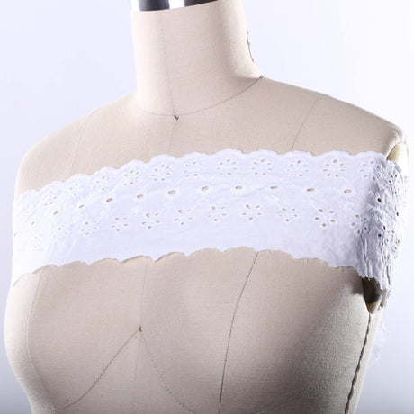 Eyelet Lace Trim White Cotton 3in Scalloped