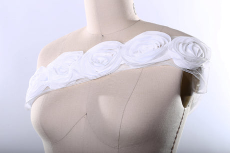 3D Rose Lace Trim Black White