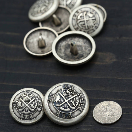 Metal Shank Button Silver Double Hockey Sticks