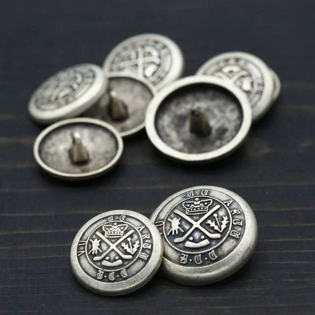 Metal Shank Button Silver Double Hockey Sticks