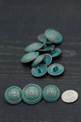 Turquoise Copper Metal Button