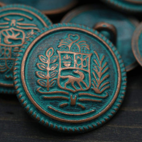 Turquoise Copper Metal Button