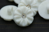 Rhinestone Button White Flower Shank 15mm