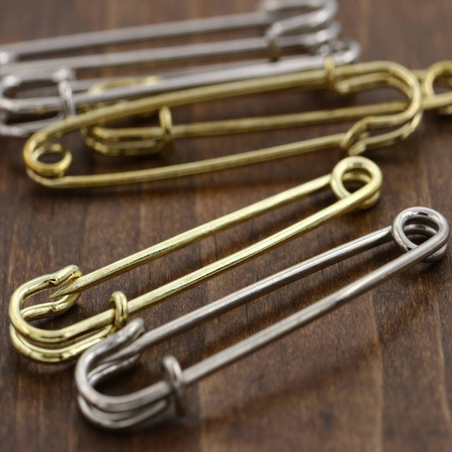 Jumbo Safety Pins 2.75" Gold Silver