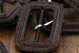 Leather Belt Buckle Brown Rectangular Vintage