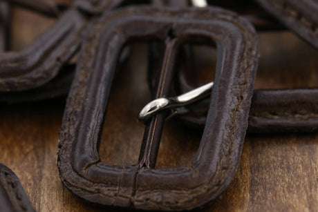 Leather Belt Buckle Brown Rectangular Vintage