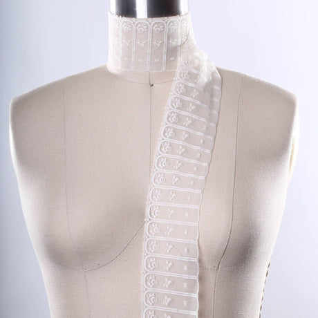 Lace Trim Ivory Polyester Floral