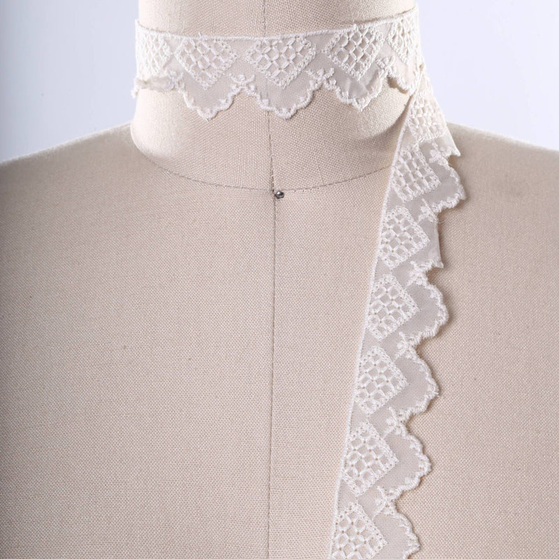 Lace Trim Ivory Polyester Scalloped 1"
