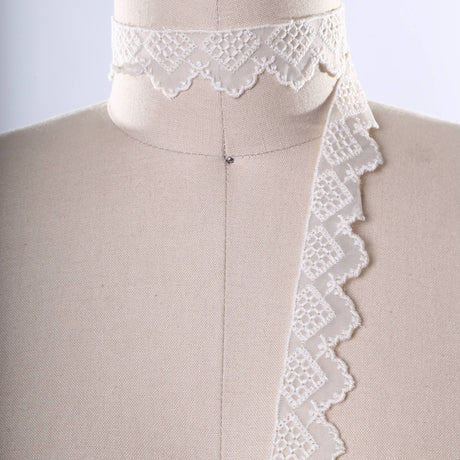 Lace Trim Ivory Polyester Scalloped 1"