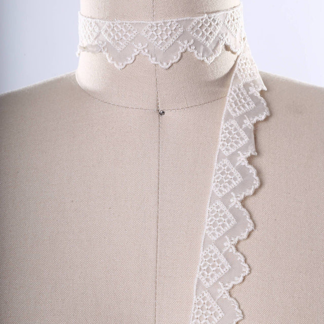 Lace Trim Ivory Polyester Scalloped 1"