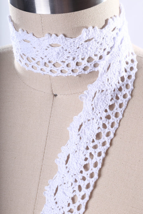 Crochet Lace Trim White Cotton 1 Inch