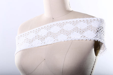 Crocheted Cotton Lace Trim White 4 Inch