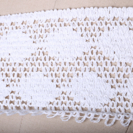 Crocheted Cotton Lace Trim White 4 Inch