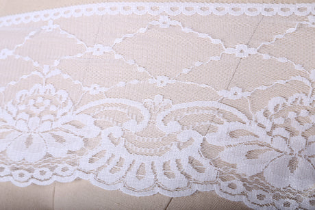 Lace Trim Polyester Floral Scalloped Black White