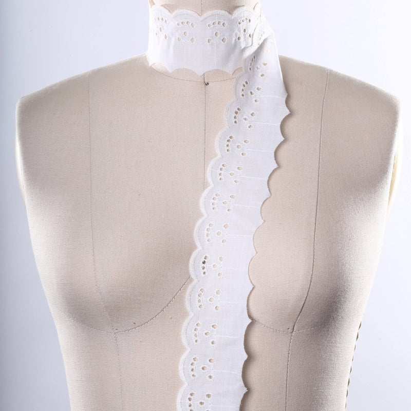 Eyelet Lace Trim Ivory Cotton Scalloped Edging