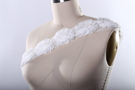 Rose Lace Trim White Ivory