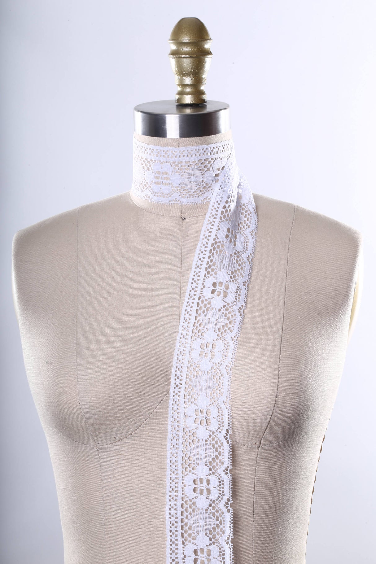 Lace Trim Ivory White Polyester 2 Yards