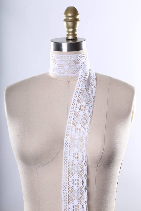 Lace Trim Ivory White Polyester 2 Yards