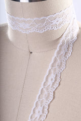 Lace Trim White Polyester Bridal