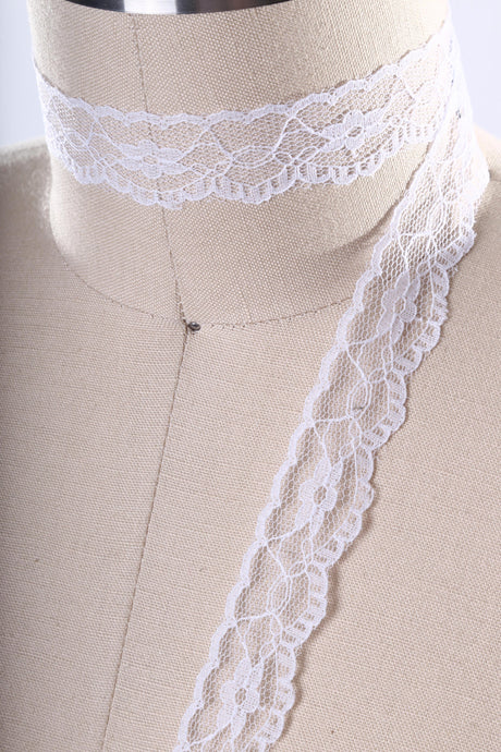 Lace Trim White Polyester Bridal