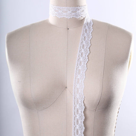 Lace Trim White Bridal Narrow