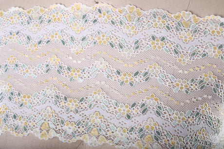Stretch Lace Trim Yellow White Green 7in